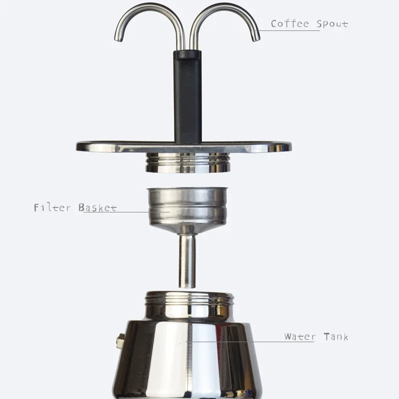 200ML 미니 모카 포트 더블 튜브 304 스테인레스 - Coffee Equipment For Sale 리뷰 및 가격