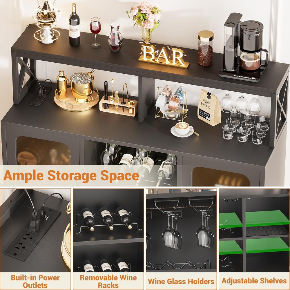 전원 콘센트가 있는 와인 바 캐비닛, LED 조명 및  - Coffee Equipment Outlet 리뷰 및 가격